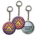 2" Round Metallic Key Chain w/ 3D Lenticular Animated Stars and Stripes (Imprinted)